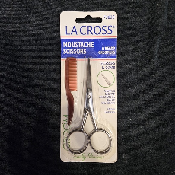 La Cross Other - Vintage LA CROSS Moustache & Beard Groomers 73833 Scissors And Comb Sally Hansen